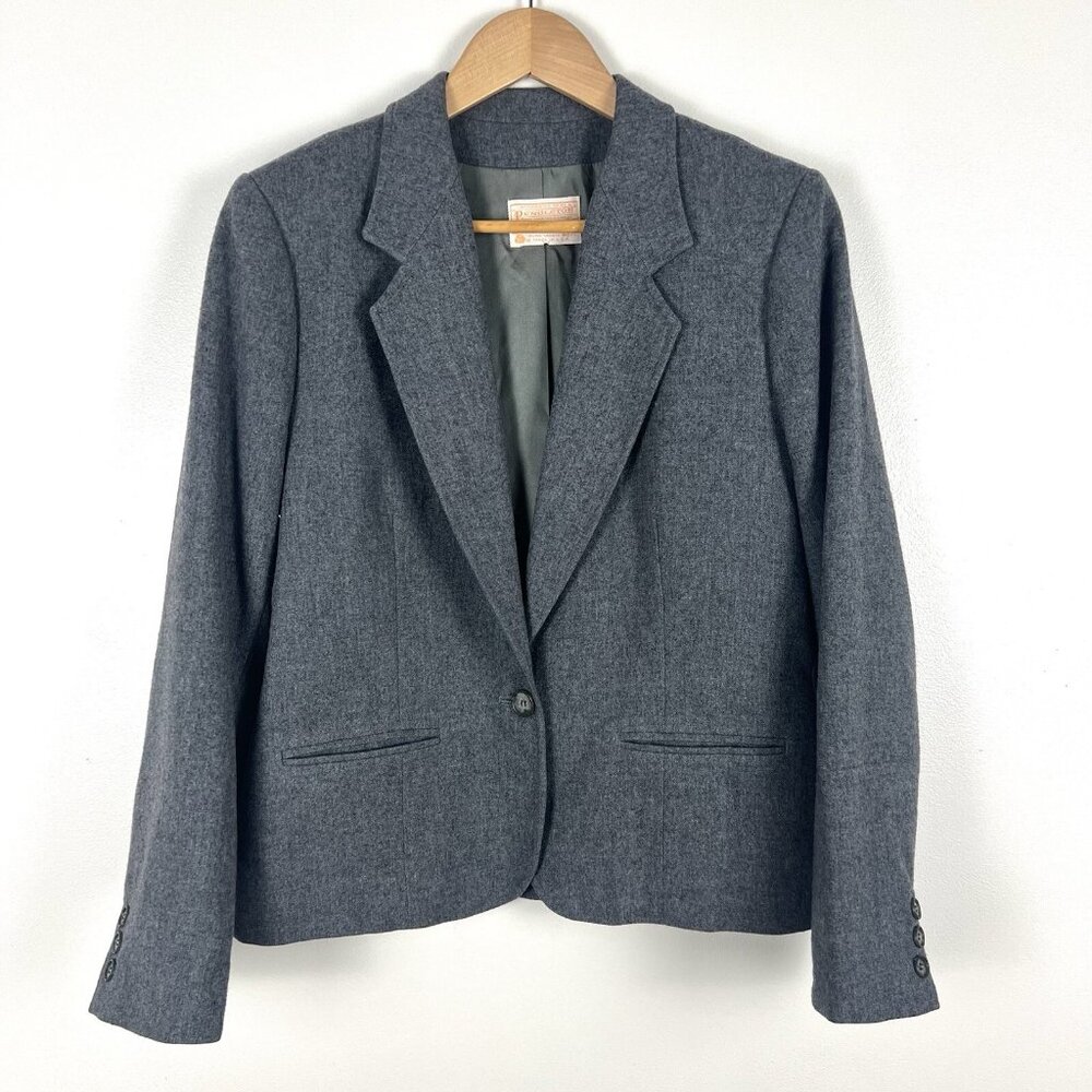Women’s VTG Pendleton Gray Pure Virgin Wool Blazer sz 12 Career Office‎ Business